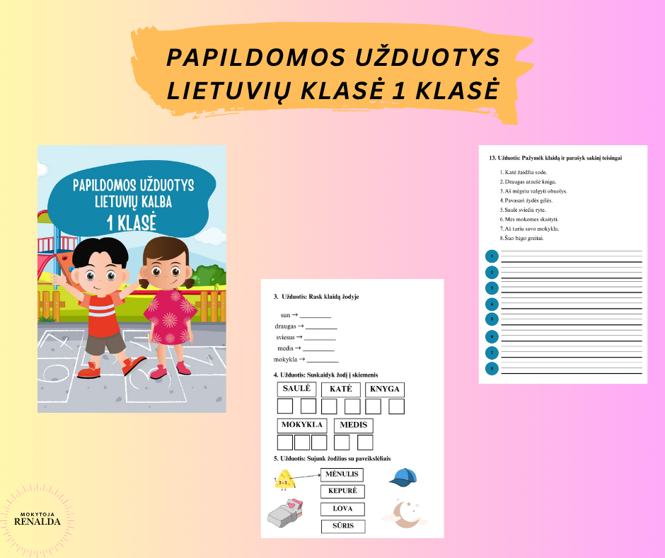 Papildomos užduotėlės. Lietuvių kalba. 1 klasė.