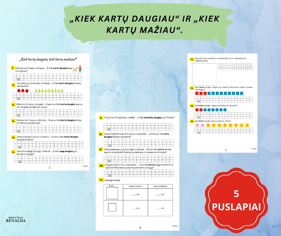 „Kiek kartų daugiau“ ir „Kiek kartų mažiau“.